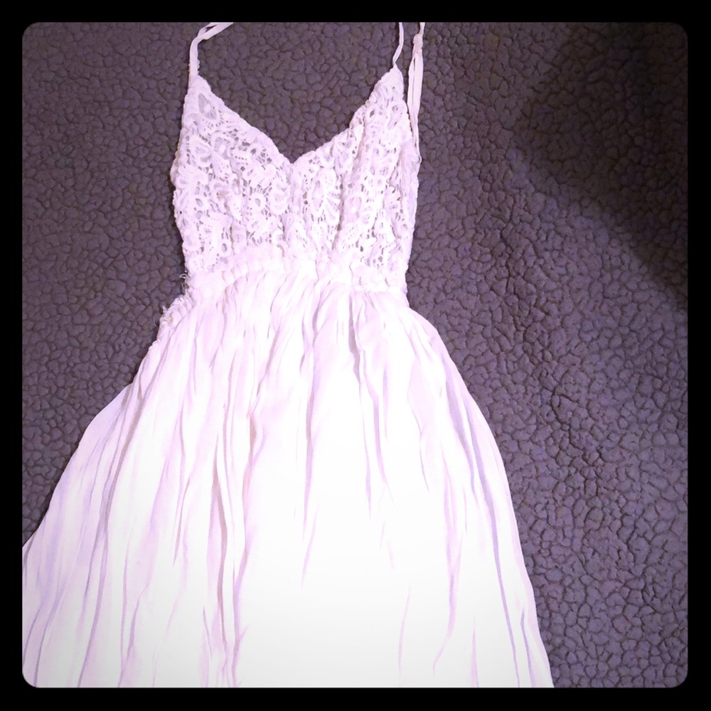 White open back maxi dress